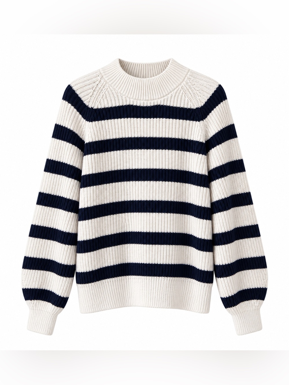Tommy Hilfiger Navy Cream Striped Chunky Cotton Knit Sweater L